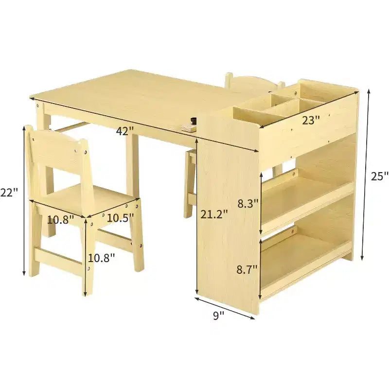 Mobili per bambini in legno, scrivania/tavolo da attività in legno per bambini, tavolo da gioco per lavori artigianali con 2 sedie, per asili nido e aule, per la casa