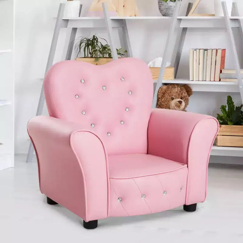 Divanetto per bambini Poltrona divano imbottita trapuntata per bambini Mobili a divano per principesse con decorazioni a diamante per bambini in età prescolare