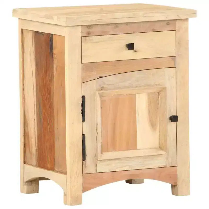 Comodino in Legno di Recupero con Cassetto e Anta