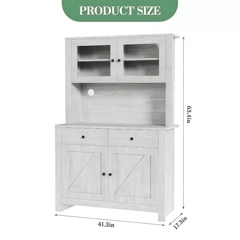Dispensa da Cucina Autoportante con Ante a Vetro e Supporto per Microonde