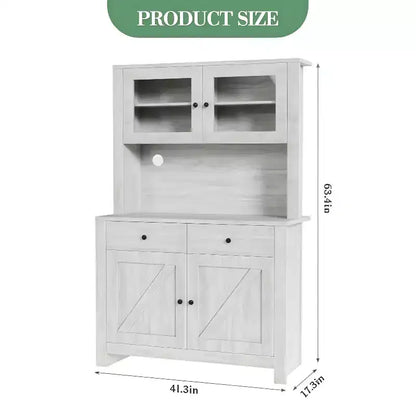 Dispensa da Cucina Autoportante con Ante a Vetro e Supporto per Microonde