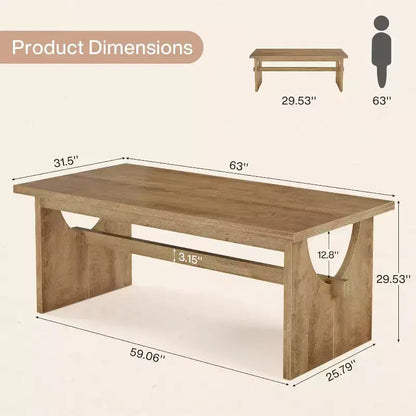 Tavolo da pranzo rettangolare da 160 cm in stile rustico per 4-6 persone, marrone rustico