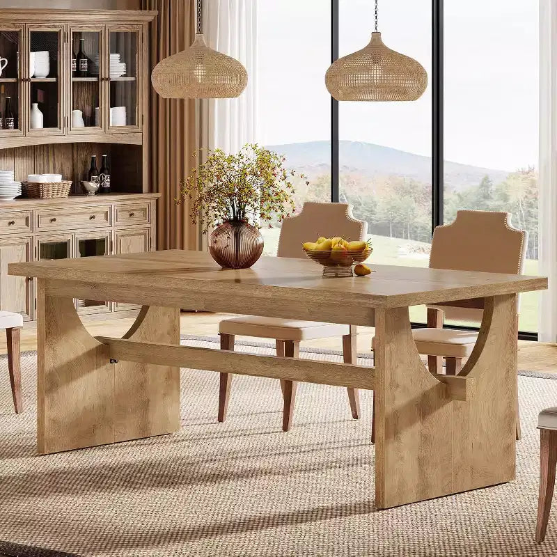 Tavolo da pranzo rettangolare da 160 cm in stile rustico per 4-6 persone, marrone rustico