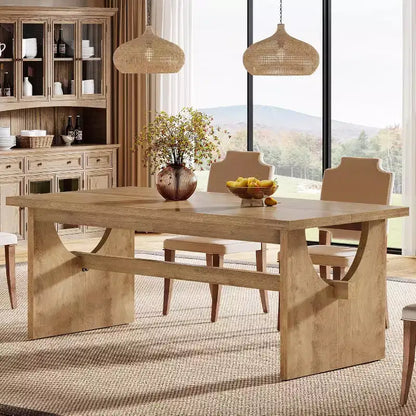 Tavolo da pranzo rettangolare da 160 cm in stile rustico per 4-6 persone, marrone rustico