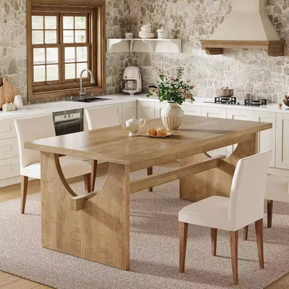 Tavolo da pranzo rettangolare da 160 cm in stile rustico per 4-6 persone, marrone rustico