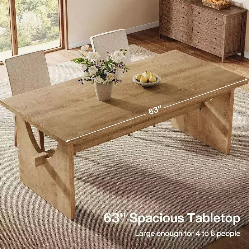 Tavolo da pranzo rettangolare da 160 cm in stile rustico per 4-6 persone, marrone rustico