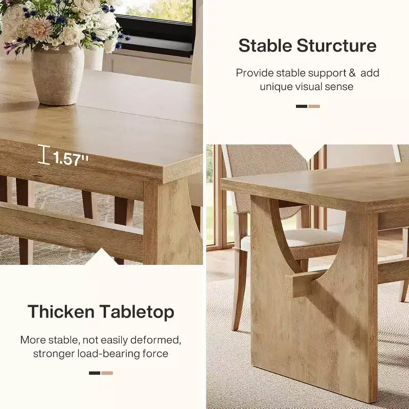 Tavolo da pranzo rettangolare da 160 cm in stile rustico per 4-6 persone, marrone rustico