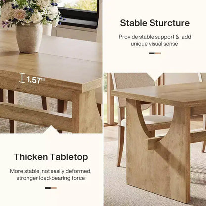 Tavolo da pranzo rettangolare da 160 cm in stile rustico per 4-6 persone, marrone rustico
