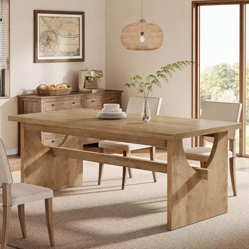 Tavolo da pranzo rettangolare da 160 cm in stile rustico per 4-6 persone, marrone rustico