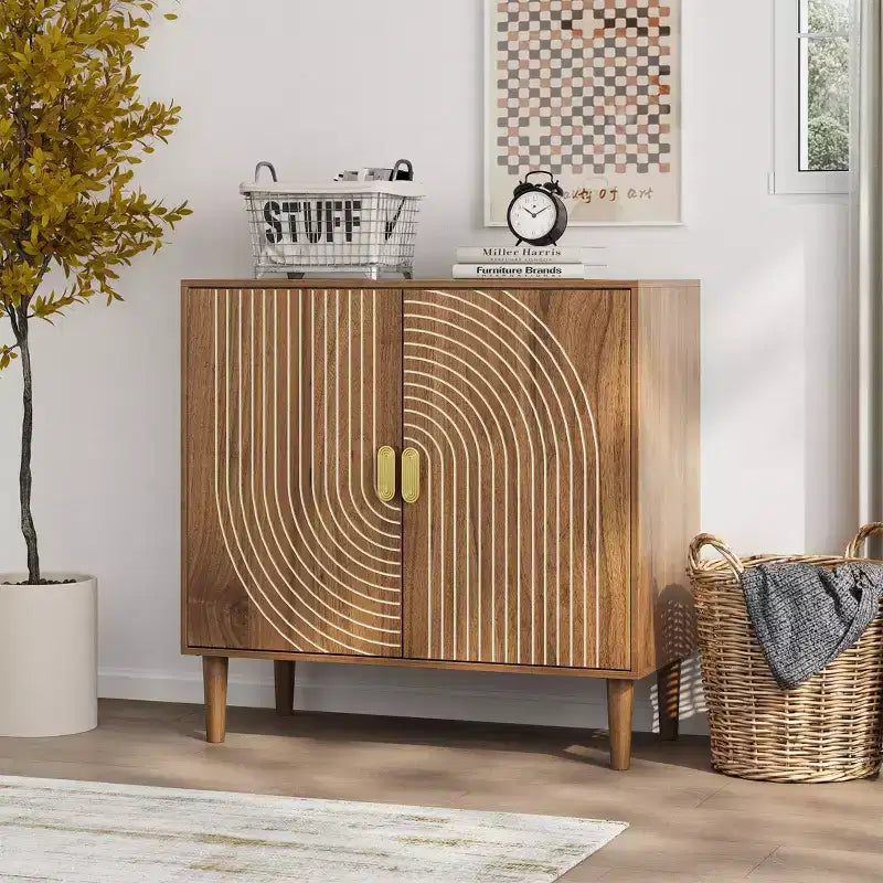 Mobile buffet moderno con ante a gola e ripiani regolabili, MDF, 79x38x79 cm