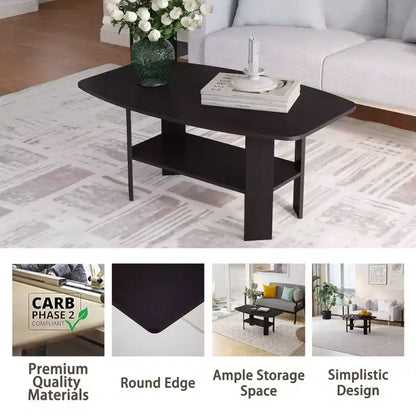 Tavolino moderno a 2 ripiani con mensola aperta per soggiorno