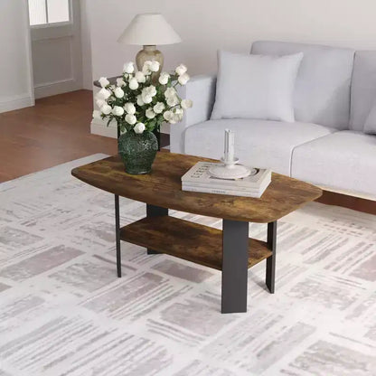 HOMLUX Coffee Table 2-Tier Modern Center Cocktail Table W/Storage Open Shelf for Living Room
