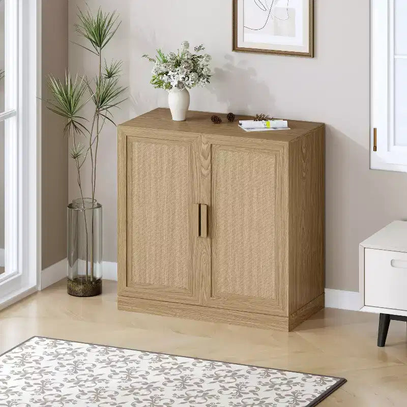 Solid Wood Stackable Cabinet&Sideboard with Adjustable Shelves