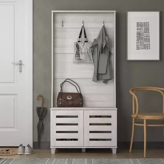 GALANO Hall Tree with Bench and Shoe Storage in Gray Oak 31.3 W x 15.7 D x 68.3 H