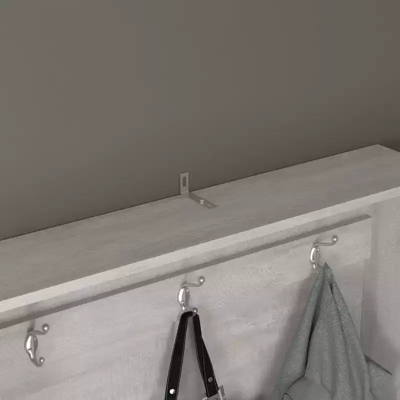Appendiabiti da ingresso con panca, scarpiera e 4 ganci in metallo, rovere grigio