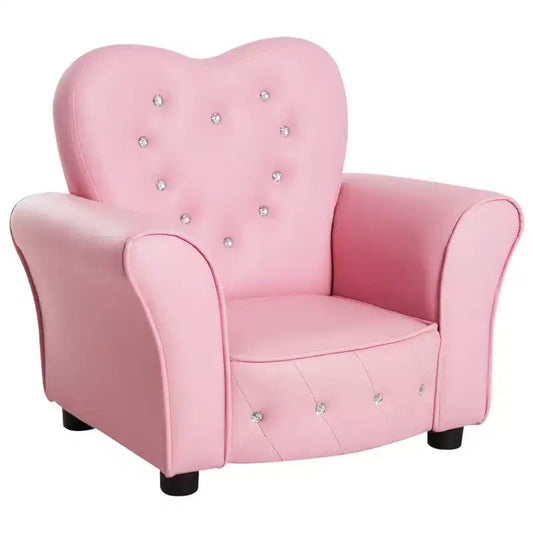 Kids Sofa Toddler Tufted Upholstered Sofa Chair Princess Couch Furniture with Diamond Decoration for Preschool Child