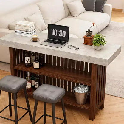 63 Grande mobile bar, isola da cucina a 2 ripiani, tavolo da pub con poggiapiedi, moderno tavolo da caffè per sala da pranzo, bistrò, soggiorno