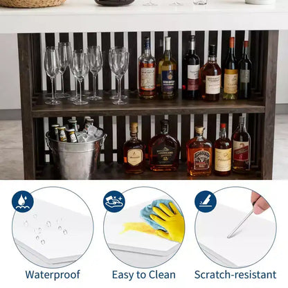 63 Grande mobile bar, isola da cucina a 2 ripiani, tavolo da pub con poggiapiedi, moderno tavolo da caffè per sala da pranzo, bistrò, soggiorno