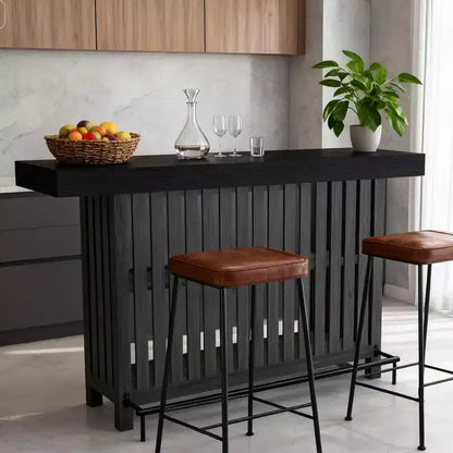63 Grande mobile bar, isola da cucina a 2 ripiani, tavolo da pub con poggiapiedi, moderno tavolo da caffè per sala da pranzo, bistrò, soggiorno