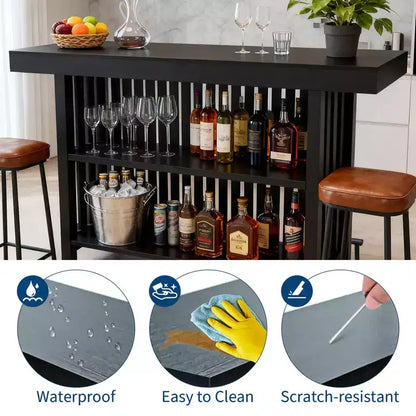 63 Grande mobile bar, isola da cucina a 2 ripiani, tavolo da pub con poggiapiedi, moderno tavolo da caffè per sala da pranzo, bistrò, soggiorno
