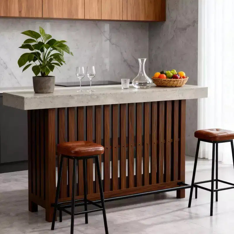 63 Grande mobile bar, isola da cucina a 2 ripiani, tavolo da pub con poggiapiedi, moderno tavolo da caffè per sala da pranzo, bistrò, soggiorno