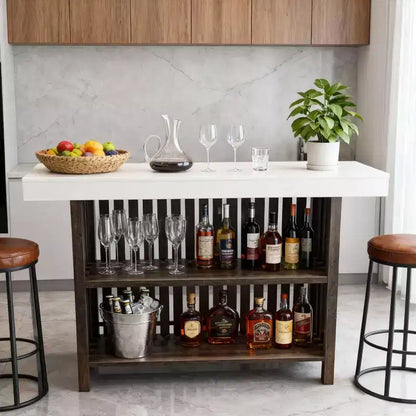 63 Grande mobile bar, isola da cucina a 2 ripiani, tavolo da pub con poggiapiedi, moderno tavolo da caffè per sala da pranzo, bistrò, soggiorno