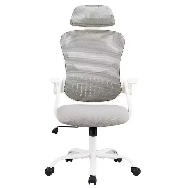 Sedia da ufficio ergonomica con schienale alto in rete, poggiatesta regolabile e braccioli ribaltabili