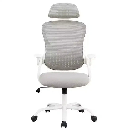 Sedia da ufficio ergonomica con schienale alto in rete, poggiatesta regolabile e braccioli ribaltabili