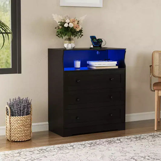 Small Wood Dresser with 3 Drawers, Wooden Dresser for Bedroom Closet Bedside Nightstand, Narrow Chest of Drawers , 15.7 D x 31.5 W x 37.2 H