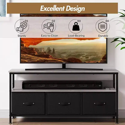 Mobile TV moderno con 3 cassetti in tessuto