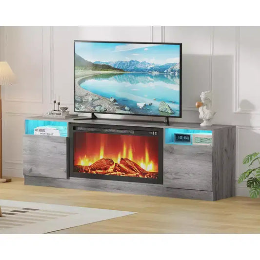Modern TV Stand for TV Up to 75 TV, 70 ''Gray Television Console Table Cabinets with Storage,Wooden Entertainment Center for Living Room
