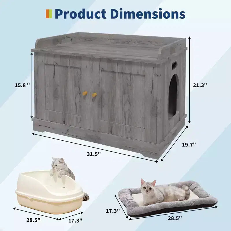 Lettiera Nascosta per Gatti, Mobile Cuccia per Gatti 80 cm - Mobile in Legno con Porta Scorrevole, Ventilato, Grande Capacità