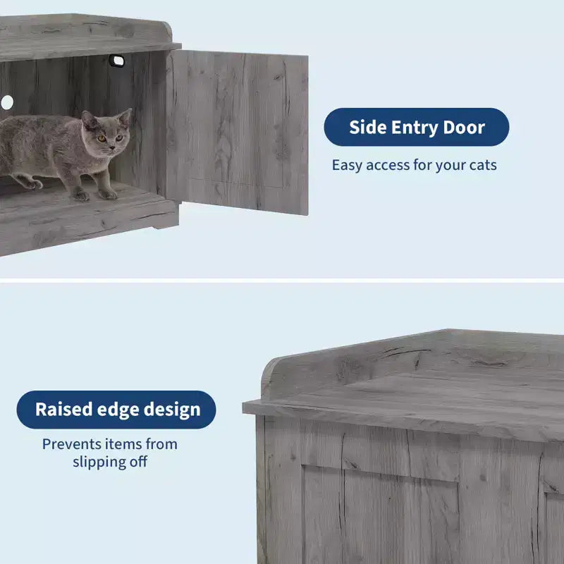 Lettiera Nascosta per Gatti, Mobile Cuccia per Gatti 80 cm - Mobile in Legno con Porta Scorrevole, Ventilato, Grande Capacità
