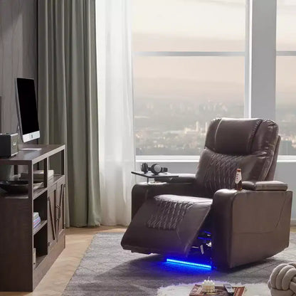 Poltrona Reclinabile Elettrica con Porta di Ricarica USB, Portabicchieri e Illuminazione Ambientale