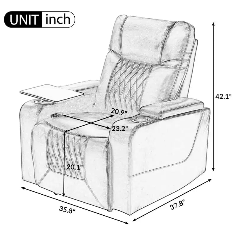 Poltrona Reclinabile Elettrica con Porta di Ricarica USB, Portabicchieri e Illuminazione Ambientale
