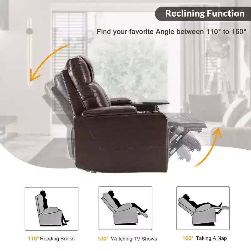 Poltrona Reclinabile Elettrica con Porta di Ricarica USB, Portabicchieri e Illuminazione Ambientale