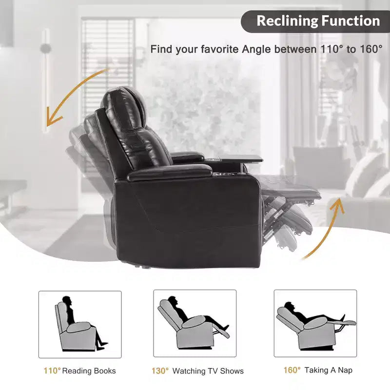 Poltrona Reclinabile Elettrica con Porta di Ricarica USB, Portabicchieri e Illuminazione Ambientale