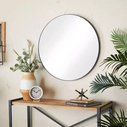 Specchio da parete rotondo da 30" con cornice sottile in legno minimalista