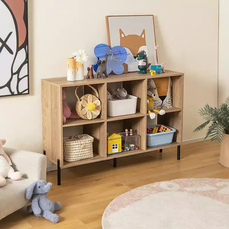 Organizzatore con scaffale a 6 cubi e gambe in metallo