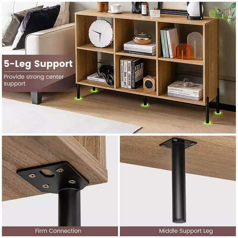 Organizzatore con scaffale a 6 cubi e gambe in metallo